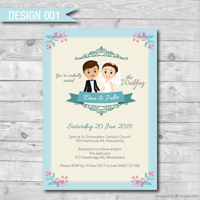 A5 Size Personalised Invitations & Envelopes